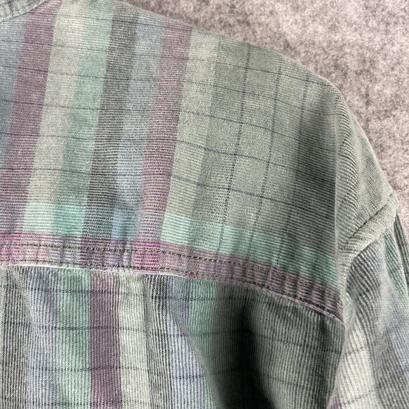 Tommy Bahama Coastline Corduroy Shirt Mens XLT Verde Plaid Button Up Soft - Picture 15 of 16